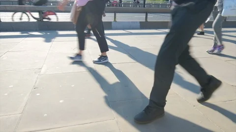 Low angle view of commuters at rush hour Video stock 89884426