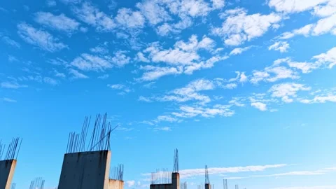 Low angle view of concrete multi story building under construction against .. Stock Footage 337640249