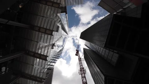 Low angle view of construction site, The Shard, London Stock Footage 151324581