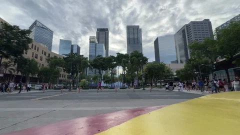 Low angle view of corporate skyscrapers at Bonifacio High Street 4K 스톡 동영상 337950827
