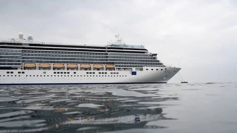 Low-angle view of Costa Crociere cruise ship docked in Trieste, Italy Vídeo Stock 82212813