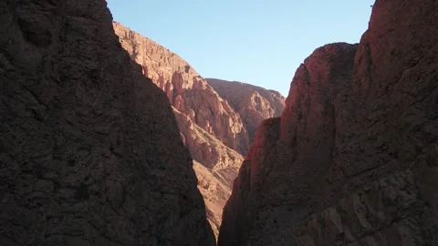 Low Angle View of Craggy Limestone Cliff Texture in Narrow Dades Gorges Morocco Stock Footage 345939373