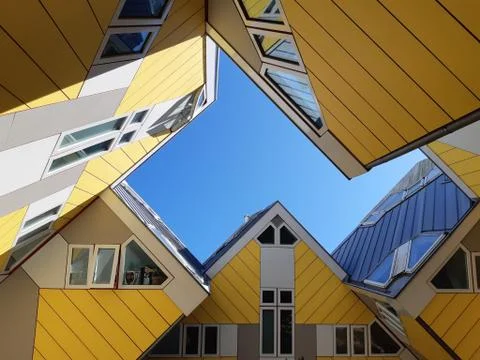Low angle view of the Cube houses, architecture both designed by architect Pi Stock Photos