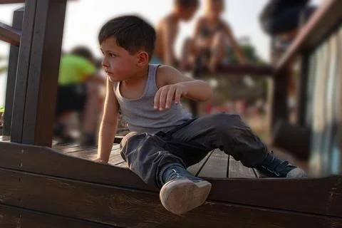 Low angle view of cute kid Foto stock