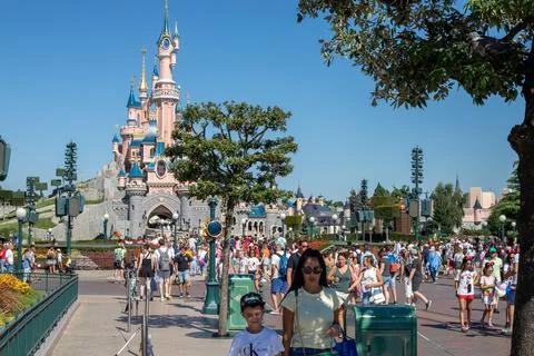 Low-angle view of a Disneyland Paris Castle in France Stock Photos