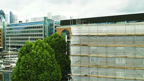 Low Angle View of Docks in Central London, Drone Footage, 4K/25F Stock Footage 171172925