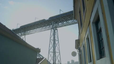 Low angle view of Dom Luís I Bridge structure Stock Footage 327688639