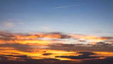Low angle view of dramatic sky during sunset Stock Photos