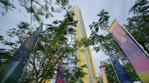 Low angle view of Dubai Frame Stock Footage 222574875