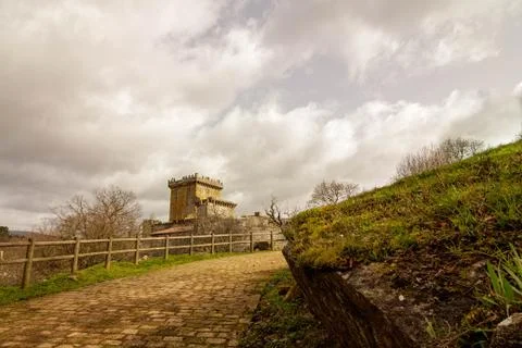 Low angle view of the east side of the Castelo de Pambre in the north of Spai Stock Photos