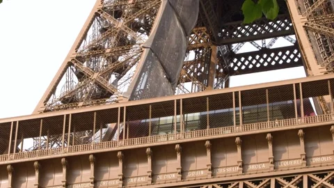 Low Angle View of the Eiffel Tower Structure in Paris France Stock Footage 334360877