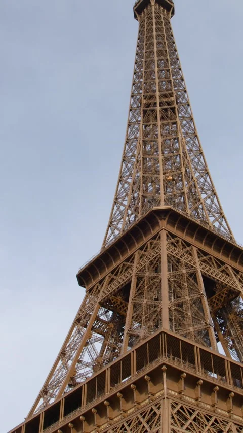 Low Angle View of the Eiffel Tower in Paris France Stock Footage 334360896