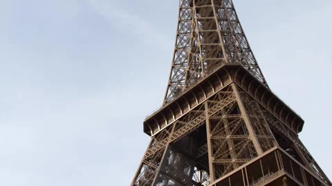 Low Angle View of the Eiffel Tower Iron Lattice Structure in Paris Stock Footage 335797487