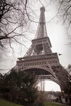 Low angle view of Eiffel Tower against sky 写真素材