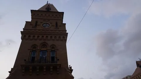 Low Angle View of Empress Market Karachi Clock Tower on Cloudy Day Stock Photos