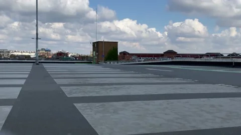 Low Angle View of Empty Car Park, Tunbridge Wells. Stock Footage 153214596