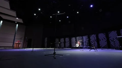 Low Angle View of Empty Stage at Modern Church Stock-Footage 233457120