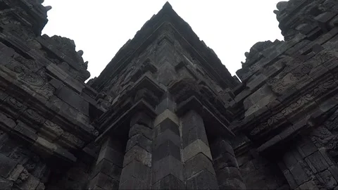 Low Angle View, Facade Wall with Pillar, Sewu Main Temple Terrace, Indonesia Stock Footage 282724588