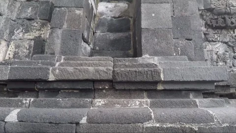 Low Angle View of Facade Wall, Bas Reliefs of Sewu Main Temple, Indonesia 库存影片 284864128