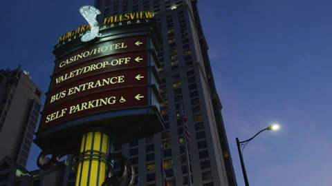 Low angle view of Fallsview Hotel, Niagara Falls Stock Footage 218239143