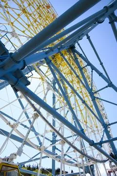 Low angle view of ferris wheel structure Stock Photos