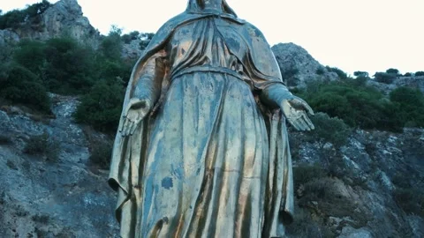Low angle view of Figurine of the Virgin Mary Stock Footage 164493850