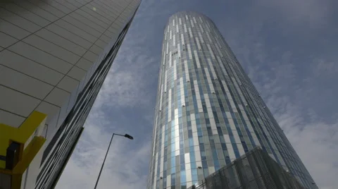 Low angle view of Floreasca Sky Tower in Bucharest Stock Footage 58119868