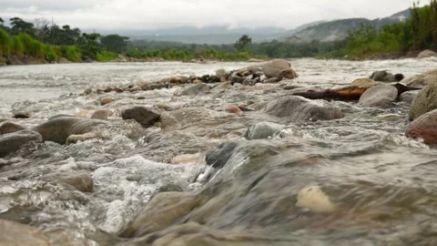 Low angle view of flowing river water in the Amazon region 스톡 동영상 311204351