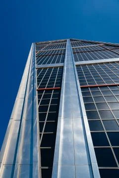 Low angle view of The Gate of Europe towers against blue sky Stock Photos