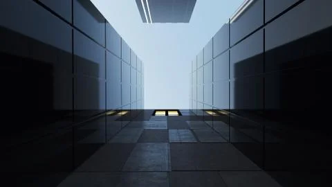 Low angle view of generic modern business skyscrapers ,high rise buildings wi Stock Photos