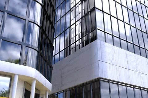 Low angle view of glass building Ilustración de archivo