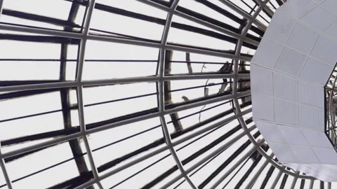 Low angle view of the glass dome structure roof at the Opera de Arame in Curitib Video stock 277464253