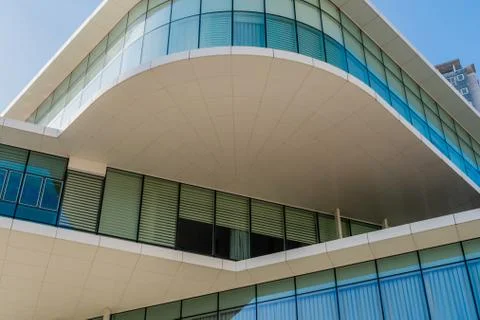 Low angle view of glass office building Stock Photos