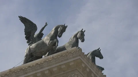 Low angle view of the Goddess Victoria statue Stock-Footage 87624949