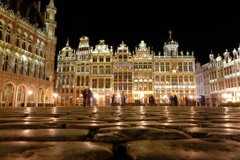 Low angle view of Grand Place (Grand Square) Stock Photos