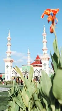 Low angle view. A grant mosque in the city square Stock Photos