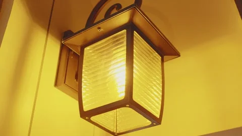 Low Angle View of Hanging Wall Lantern at Night Vídeo Stock 276548936