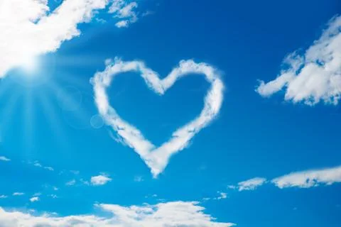 Low angle view of heart shaped cloud in blue sky Stock Illustration