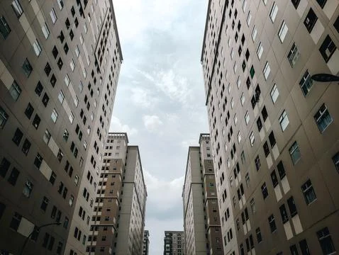 Low Angle View of High Rise Residential Apartment Buildings Stock Photos