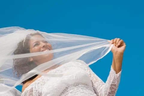 Low angle view of Hispanic bride Stock Photos