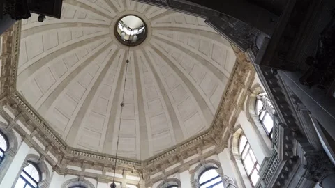 Low angle view of historic church dome ceiling interior in Venice 스톡 동영상 341772695