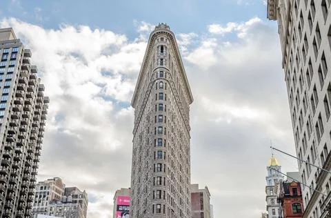 Low Angle View of Historic Flatiron Building in Manhattan, New York City, USA Stock Photos