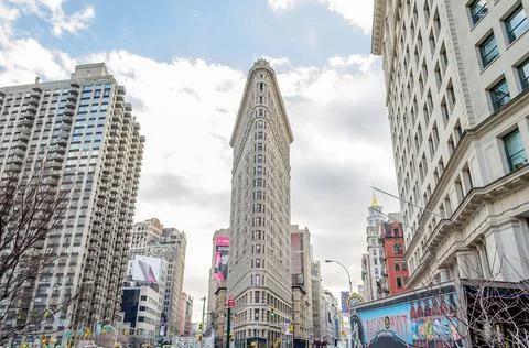 Low Angle View of Historic Flatiron Building in Manhattan, New York City Stock Photos
