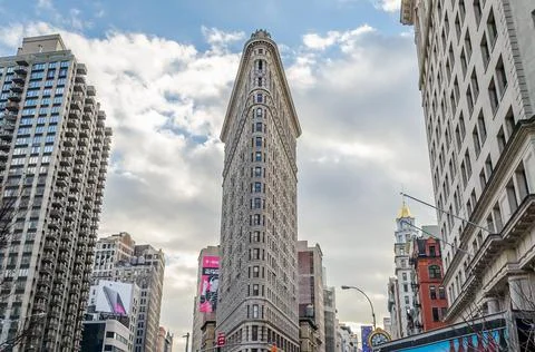 Low Angle View of Historic Flatiron Building in Manhattan, New York City Stock Photos