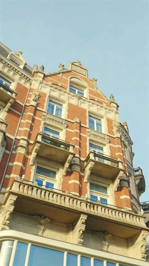 Low Angle View Of Historic Residential Building In Amsterdam Vídeos de archivo 338190678