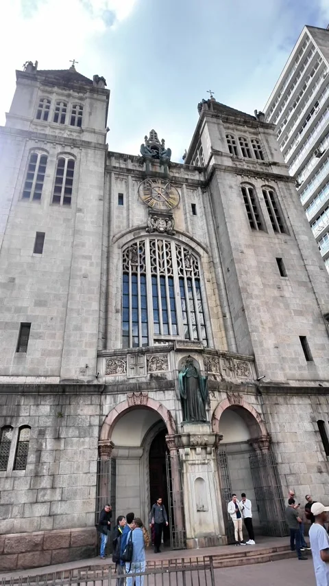 Low Angle View of Historic Sao Bento Monastery in Downtown Sao Paulo Stock Footage 336674817