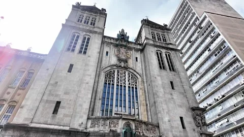Low Angle View of Historic Sao Bento Monastery in Downtown Sao Paulo Stock Footage 336674821
