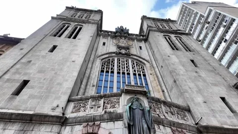 Low Angle View of Historic Sao Bento Monastery in Downtown Sao Paulo Stock Footage 336674856