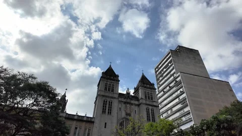 Low Angle View of Historic Sao Bento Monastery in Downtown Sao Paulo Video stock 336674862