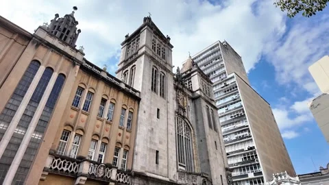 Low Angle View of Historic Sao Bento Monastery in Downtown Sao Paulo Video stock 336674901